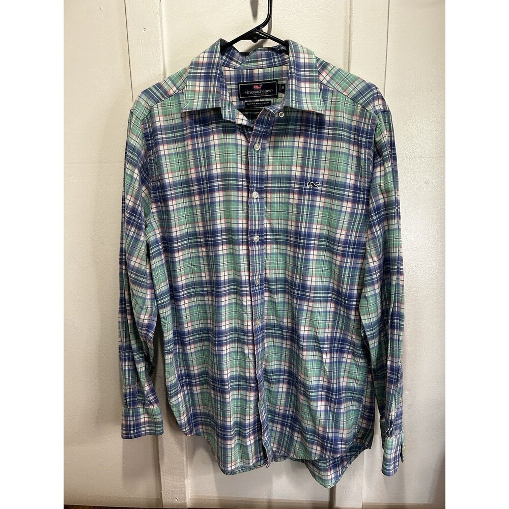 Vineyard Vines Slim Fit Whale Shirt Green Plaid Men’s Medium